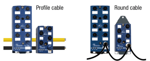 Подключение к AS-i с помощью профильного кабеля и круглого кабеля